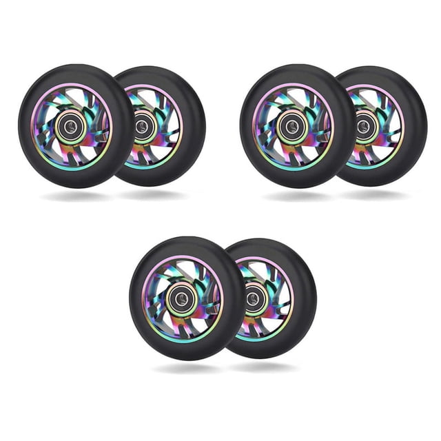 6 Pcs Roues de Remplacement pour Trottinette 100mm avec Roulement Roues en Pu pour Trottinette à Bascule, Extrême, Trottinettes