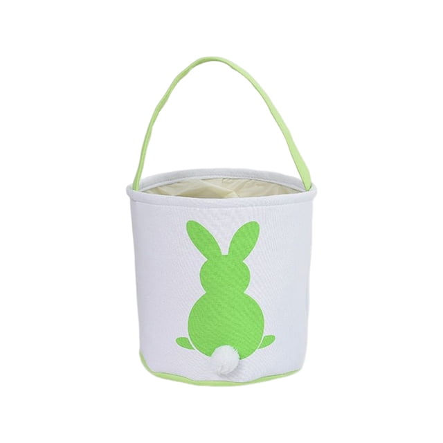 Cateissary Bolsa de conejito Canasta de Pascua Conveniencia Cubos de vacaciones Suministros para niños Patrones surtidos decorativos Bolsas con Almacenamiento y organización del hogar cola verde
