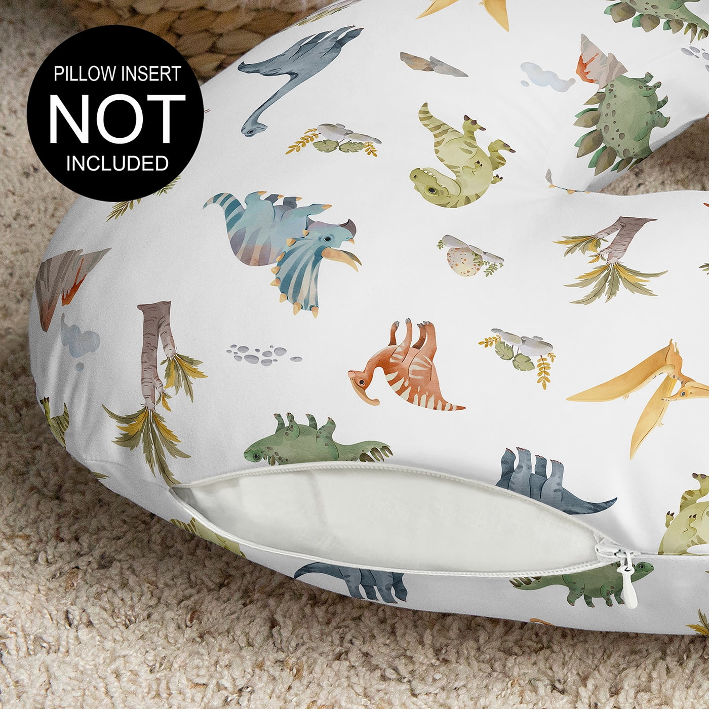 Sweet Jojo Designs Watercolor Dinosaur Dino Boy Nursing Pillow Cover Case (Pillow Not Included)