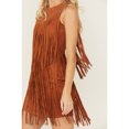 thumbnail image 3 of Idyllwind Women's Garland Studded Fringe Faux Suede Sleeveless Mini Dress Caramel XX-  US, 3 of 4