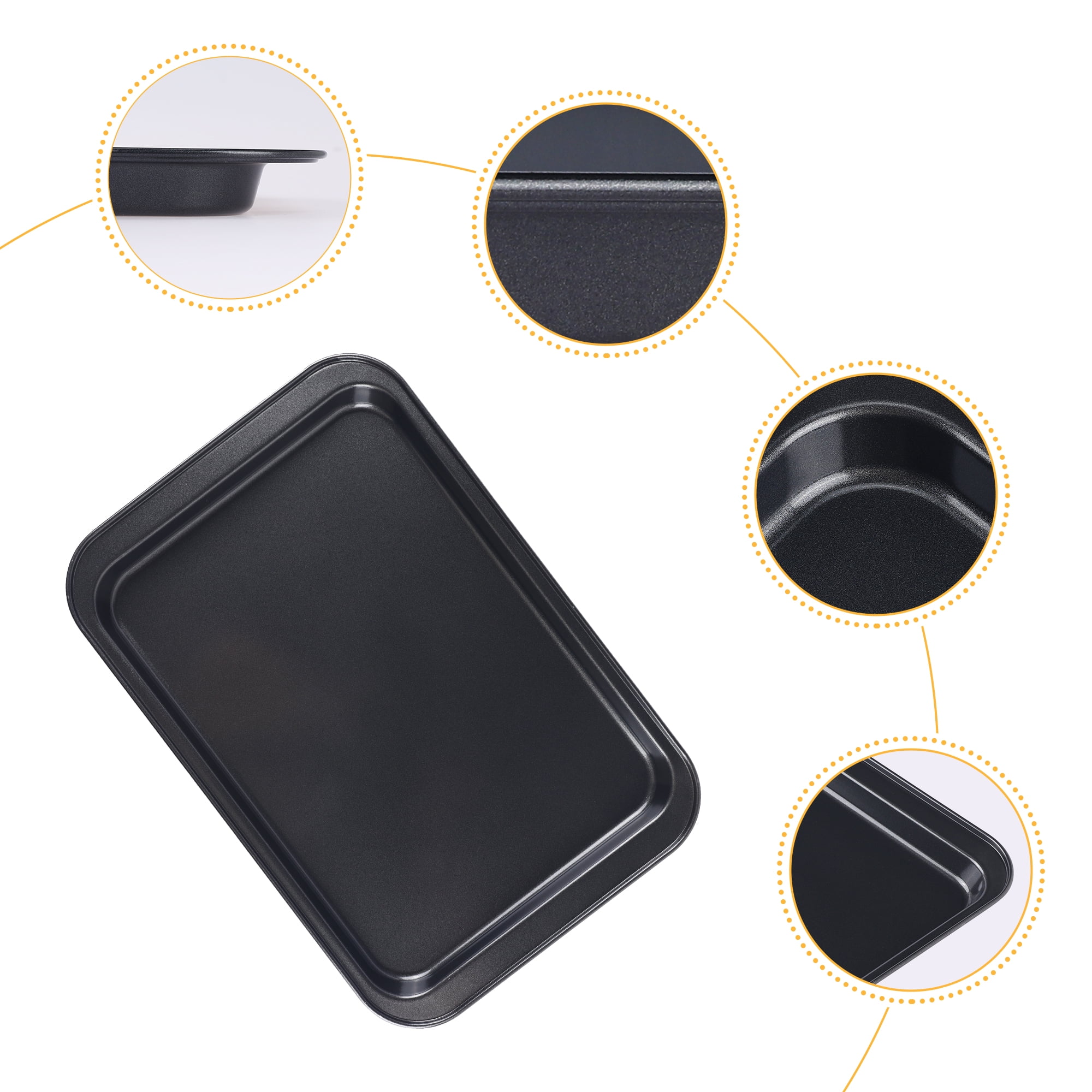 Unique Bargains 2 Pcs Baking Pan Rectangular Cookie Sheets Black 14.8*10*1.0in