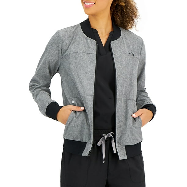 Hanes ComfortFit Stretch Women's and Women's Plus Bomber Scrub Jacket