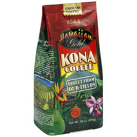 Hawaiian Gold Kona Ground Coffee, 10 oz (Pack of