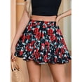 thumbnail image 4 of Women'S Pleated - Skirt Basic Casual High Waisted - Flared Mini - Skirts Red & Blue L, 4 of 8