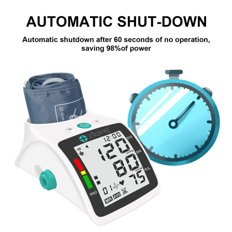 ZIQING Automatic Digital Upper Arm Blood Pressure Monitor with Large LED Display & Adjustable Extra Large Cuff
