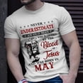 thumbnail image 2 of Never Underestimate A May Man Covered By Blood Of Jesus TShirt, 2 of 6