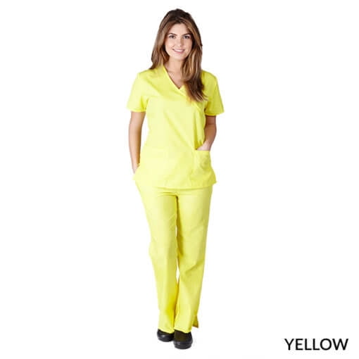 Women's Six-Pocket Mock Wrap Medical Scrub Set