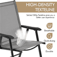 thumbnail image 5 of Alden Design Set of 2 Outdoor Texteline Folding Dining Chairs with Backrest, Gray, 5 of 9
