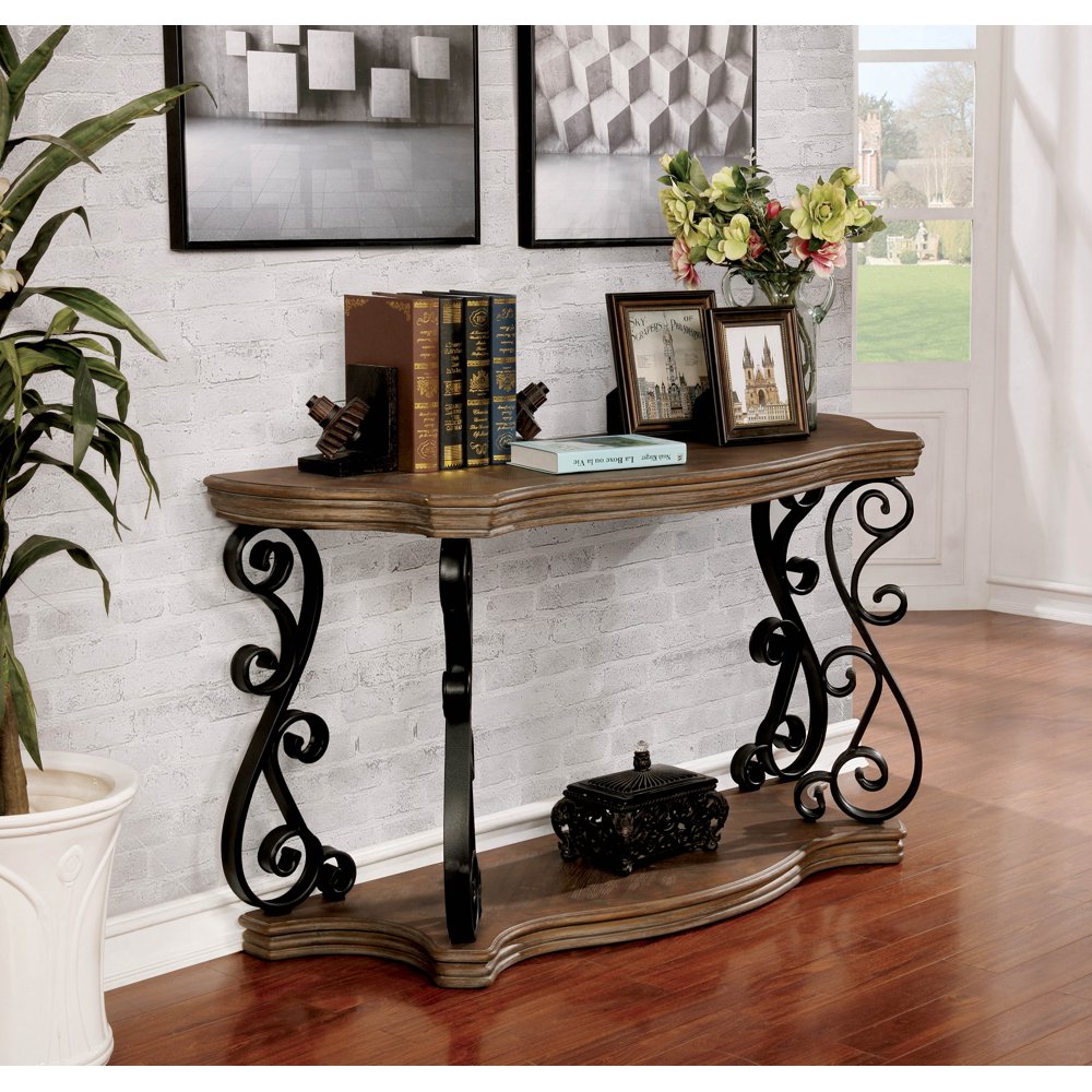 Furniture of America Therese Traditional Rustic Sofa Console Table