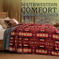thumbnail image 3 of Sacred Thread Fleece Blanket South Western, Reversible Mexican, Vibrant Aztec Blankets and Throws for Aztec Decor for Home (Burgundy Flannel / Flannel) (Queen (79''x95''), 3 of 10
