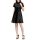 thumbnail image 5 of Vestido mini negro con ajuste y vuelo para mujer, con cuello, bolsillos y cintura elástica Inspire Chic, 5 of 8