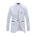 thumbnail image 2 of Vedolay Men's Coat Mens Lapel Collar Single Long Sleeve Crop Top Blazer Jacket,White XL, 2 of 4