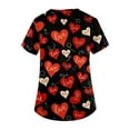 thumbnail image 4 of Dwralegc Women's Valentines Printed Scrub Tops V Neck Tee Love Heart Print Short Sleeve Nursing Oversized Shirt with 2 Pockets Uniform Vermilion XL, 4 of 5