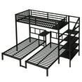 thumbnail image 5 of Generic Triple Bunk Bed with Desk for 3 - Twin XL over Twin & Twin Metal Frame, Built-in Shelves, Space-Saving Noise-Reduced Design, Black Finish​, 5 of 9