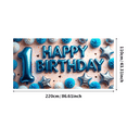 thumbnail image 2 of LUUFILx Blue Birthday Backdrop Decoration Balloons For Baby Boy First Birthday Party Celebration Background Happy Birthday Banner Party Supplies, 2 of 7
