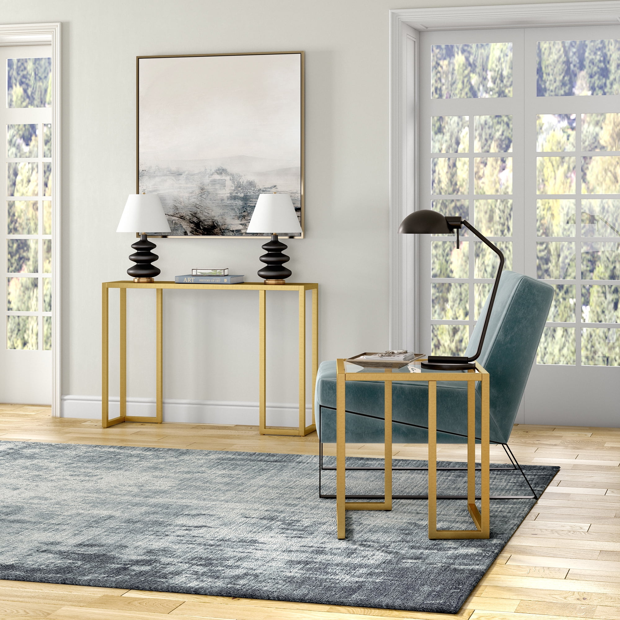 Evelyn&Zoe Oscar 20" Wide Square Side Table, Brass