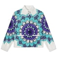 thumbnail image 4 of Jackets for Women Winter Coat Jackets Flannel Stand Collar Jacket(Blue Teal Mandala Art Print,Size:S-4XL), 4 of 7