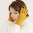 thumbnail image 2 of Fgnfyis Unisex Winter Knitted Gloves Solid Color Thermal Insulated Handwear for Extreme Cold Weather Yellow One Size, 2 of 7