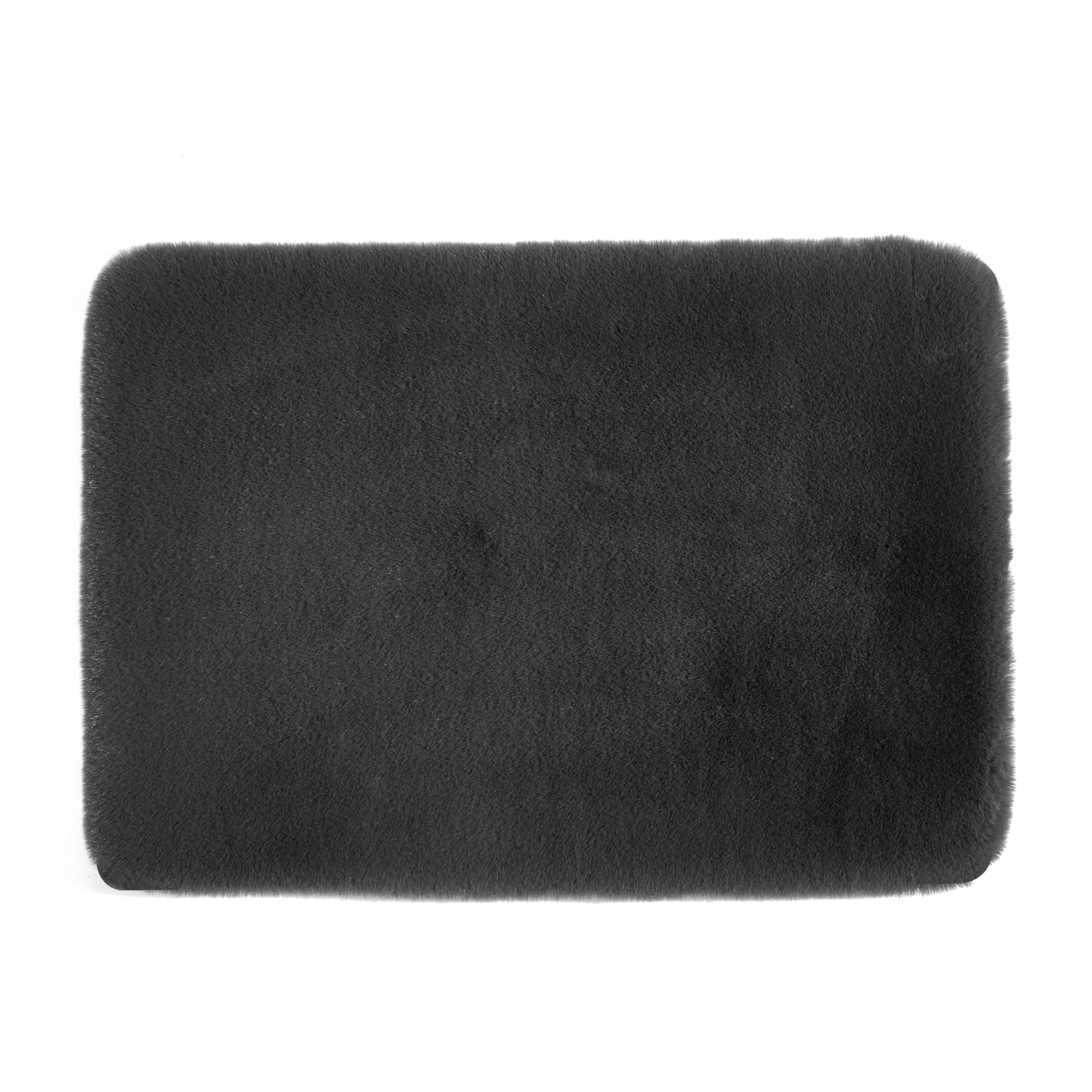 Better Homes & Gardens 2 Piece Gray Faux Rabbit Fur Bath Rug Set, 17" x 24 & 20" x 30"