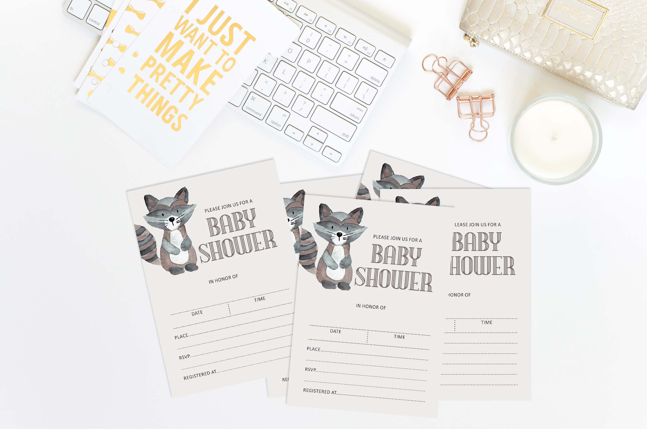 Inkdotpot 30Jungle Animals Baby Shower Invitation Cards Gender Neutral Fill In Blank Invites