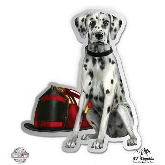 Dalmatian Firefighter - 3" Vinyl Sticker - For Car Laptop I-Pad Phone Helmet Hard Hat - Waterproof Decal