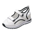 thumbnail image 5 of Rokment Womens Orthopedic Platform Wedge Walking Sandals Spring Summer Fall Comfortable Casual Leather Color Block Closed Toe Running Fashion Sneakers Beach Mary Jane Dress Shoes White Size 7.5, 5 of 6