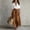 Brown, variant on Women's 2 Piece Outfit Button Down Long Sleeve Shirt & Tie Waist Maxi Skirt Set Casual Elegant Bohemian Summer Beach Vacation Outfit, Beige L