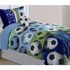 Fancy Linen Collection 6 pc Twin Size Soccer Blue green White Black Kids/ Teens Comforter set With Furry Buddy Included