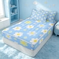 thumbnail image 3 of Erosebridal Cartoon Floral Zipper Twin Comforter Sets with Fitted Sheet and 2 Pillowcases, Cute Blossom Zipper Bedding Set, Stars Reversible, Sky Cream Daisy, Stars Reversible, 3 of 7
