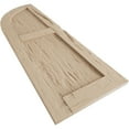 thumbnail image 6 of Ekena Millwork 12"W x 58"H (46" Low Side) Timberthane Hand Hewn Two Equal Flat Panel w/Quarter Round Arch Top Faux Wood Shutters (Per Pair), Primed Tan, 6 of 6