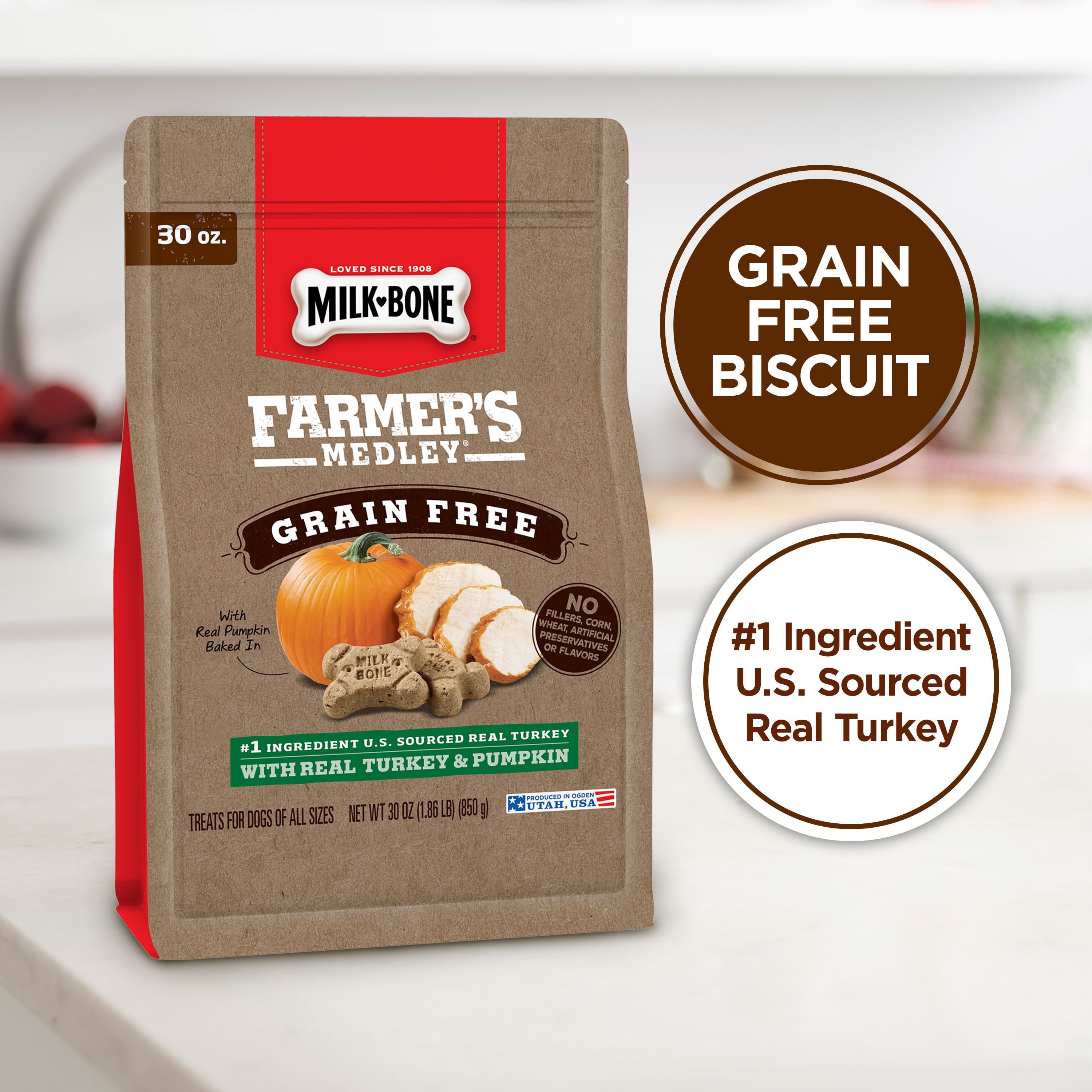 MilkBone Farmer’s Medley Grain Free Dog Treats with Turkey & Pumpkin, 30Ounce Bag Walmart MilkBone Farmer’s Medley Grain Free Dog Treats with Turkey & Pumpkin, 30Ounce Bag Walmart