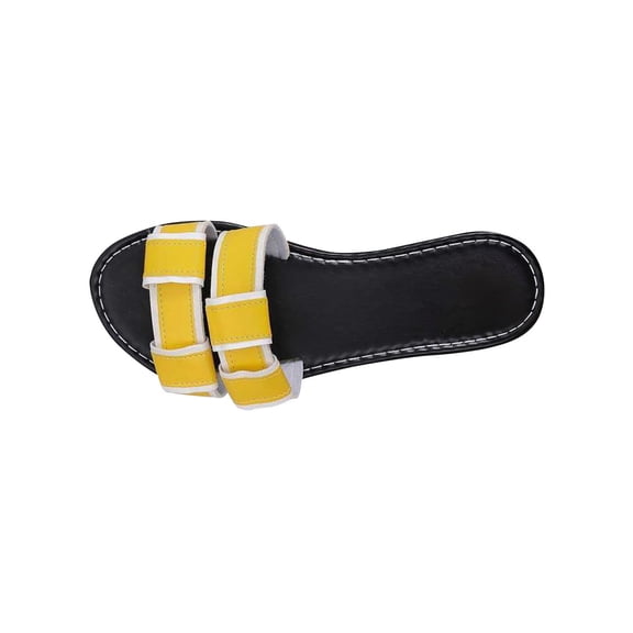 Wensltd Women's Summer Trendy Sandals Simple Solid Color Casual Flat Sandals Soft Sole for Outdoor Daily Wear Yellow