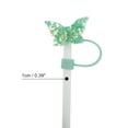 thumbnail image 2 of Unique Bargains 4 Pcs Sparkling Butterfly Straw Cover Cap for Office Green Silicone, 2 of 5