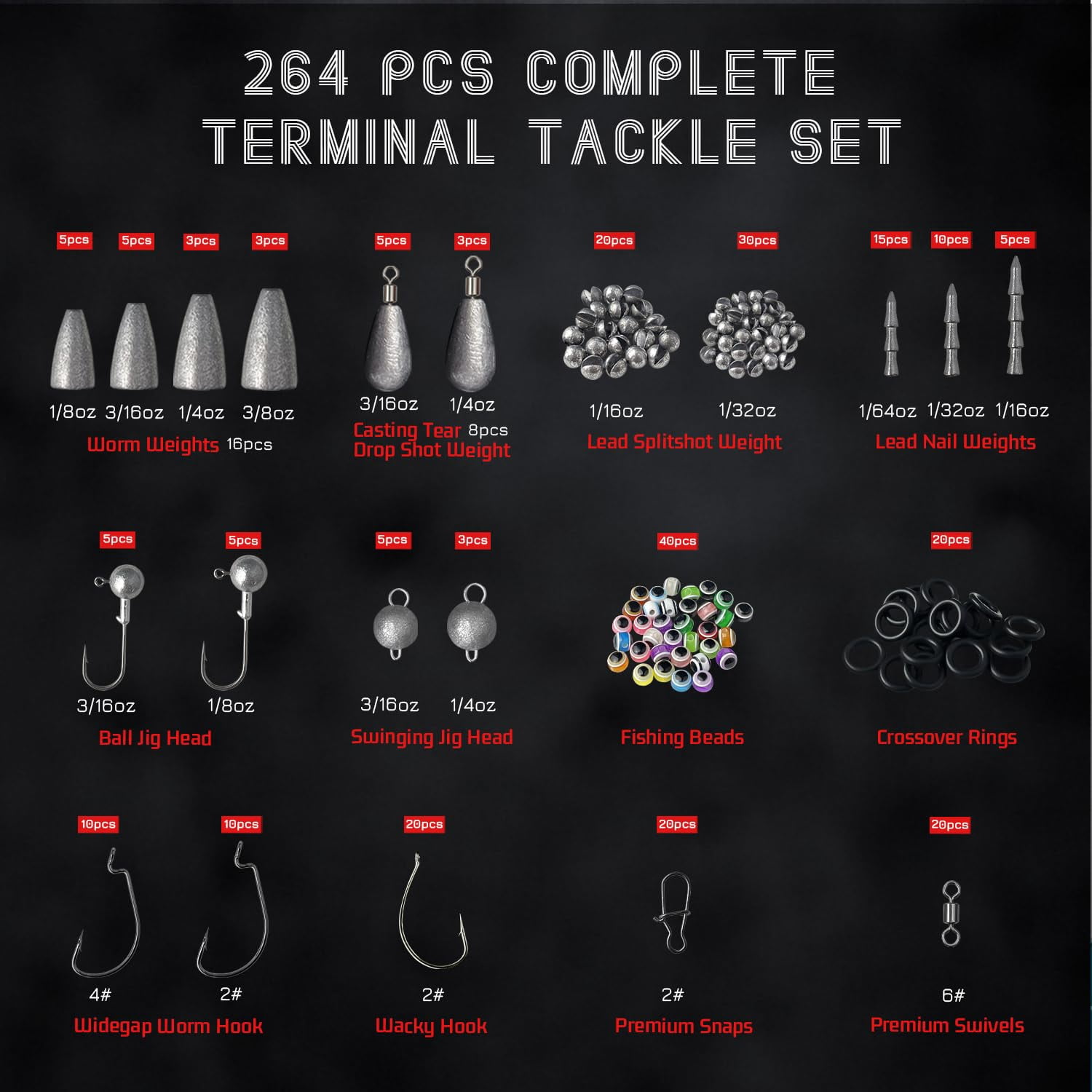 Fishing Tackle Kit With Box - 423pcs Complete Terminal Assortment  Hooks Sinkers & Swivels Beads Bobber Stops For Freshwater Bass Trout (orange-423pcs)