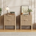 thumbnail image 5 of 17.7" Wide Fluted Nightstand Set of 2 Modern Wood Bedside Table with 2 Drawers, Mid Century End Table for Bedroom Living Room Office, Oak, 5 of 7