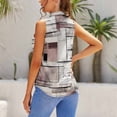thumbnail image 3 of Abstract Geometric Muted Art Blouses Women Bow Tops Elegant Sleeveless Office Work Shirt Casual Holiday Women's Tops, 3 of 6