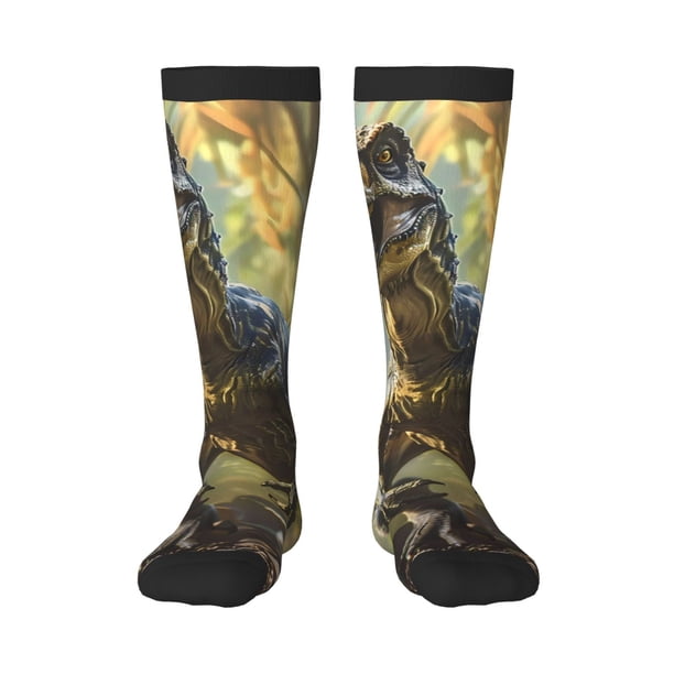 Balery Ferocious Dinosaur Calcetines novedosos Calcetines deportivos Calcetines hasta la rodilla Calcetines de algodón Calcetines originales y geniales