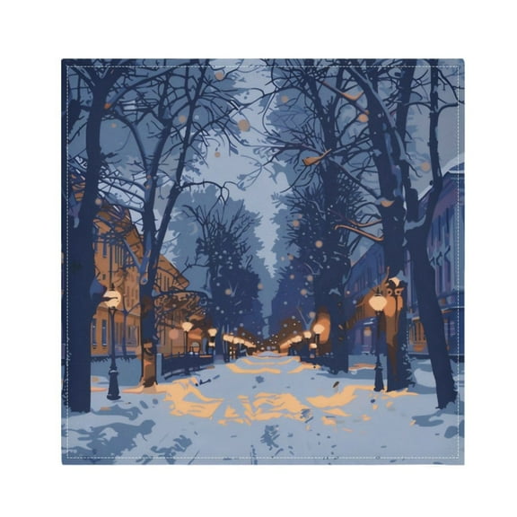 Napkin Satin Napkin 20*20Inchx1 Kitchen Towel Dinner Plate Towel Decorative Towel Napkin Tea Towel Suitable For Kitchen Table Winter Street Scene
