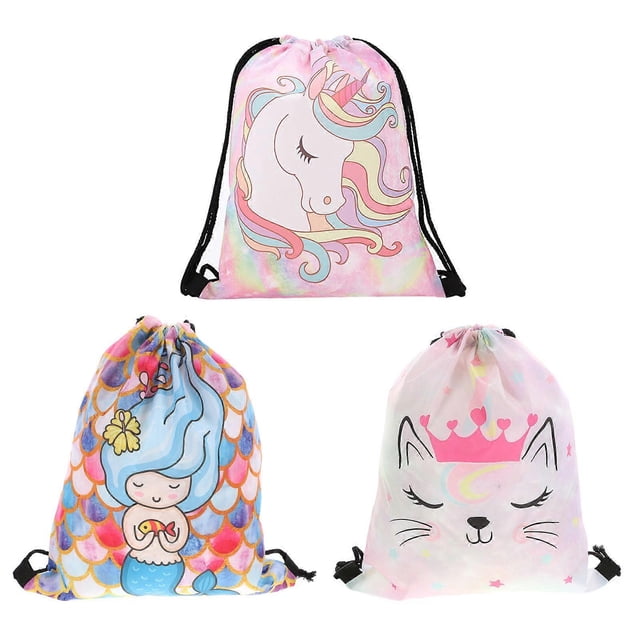 Drawstring Storage Bag 3Pcs Cartoon Design Backpack For General Users In Travel Sports Occasions