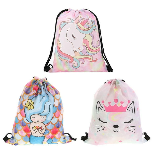 Drawstring Storage Bag 3Pcs Cartoon Design Backpack For General Users In Travel Sports Occasions
