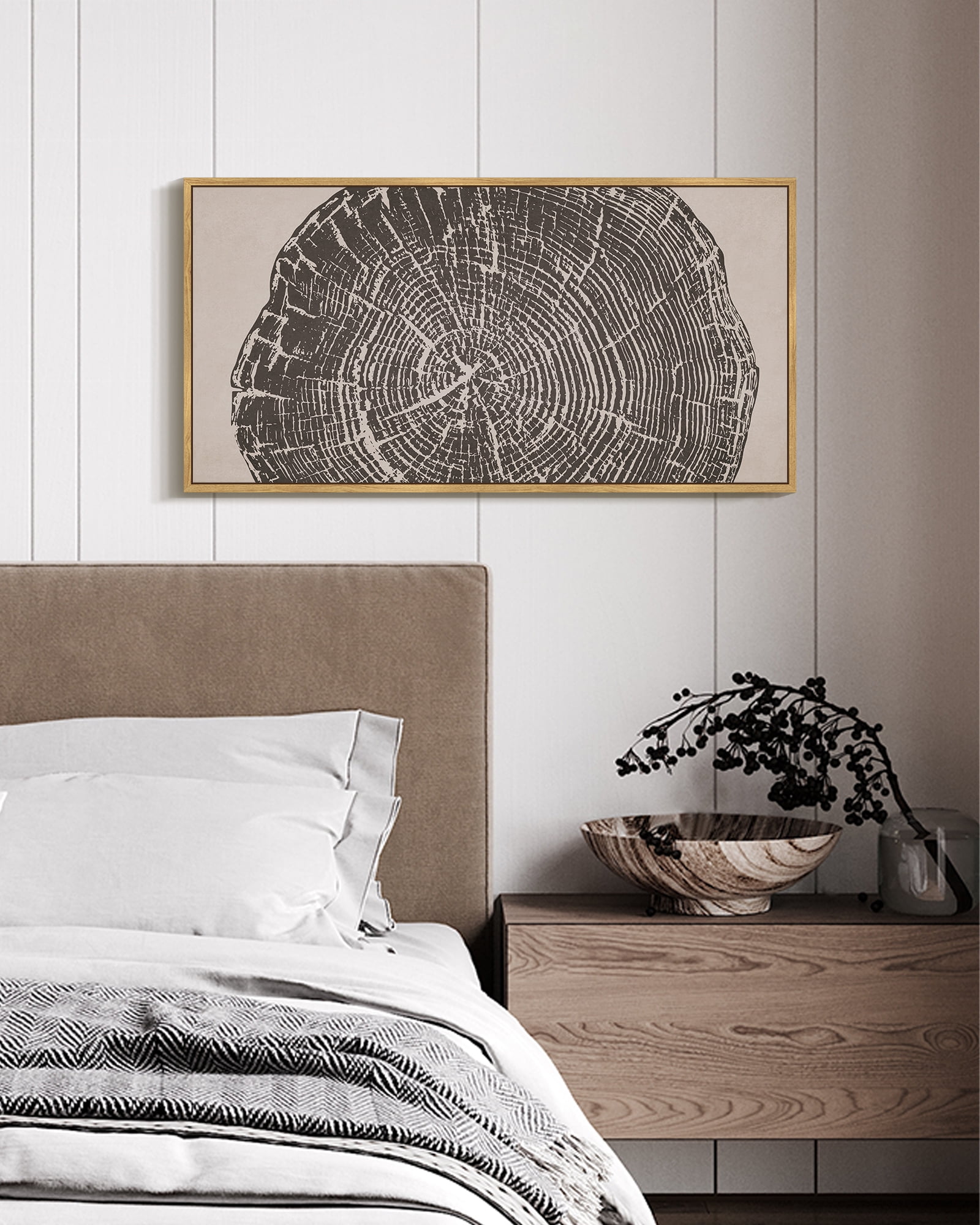 SHENIFY Farmhouse Vintage Wall Art Set Gray Wood Tree Ring Spirals Nature Abstract Drawings Rustic Modern Art Decor for Batchroom kitchen Hanging Decoration 8x16in Natural Framed