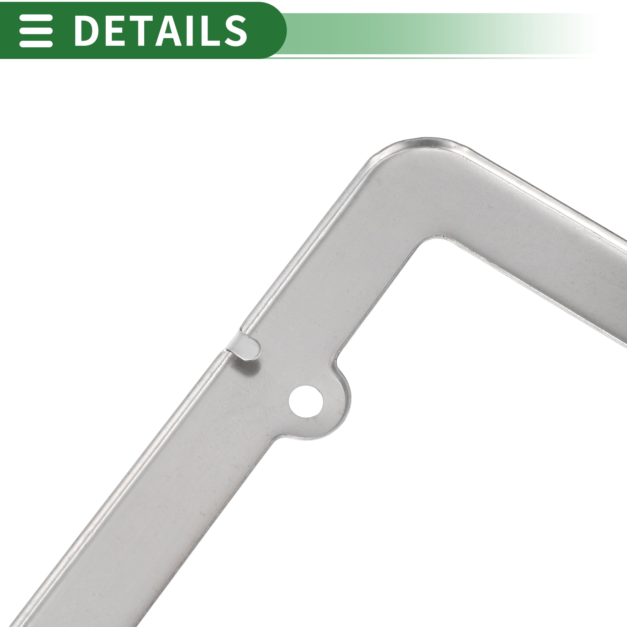 Unique Bargains License Plate Frame Stainless Steel Front Rear Holder 4 Hole Silver Tone