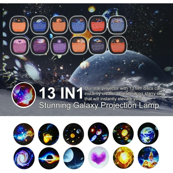 13 in 1  Projector Pro Version - Upgraded  Projection Lamp with HD Images and 3 Timer Settings