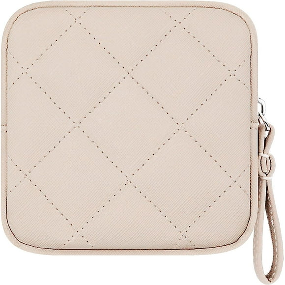 OWTING Sanitary Napkin Storage Bag, Portable Makeup Bag, Feminine Menstrual Pad Tampon Organizer, First Period Kit Bags for teen Girls Women Ladies (Beige)
