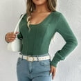 thumbnail image 7 of cfhntfmh Ribbed Tops for Women Square Neck Long Sleeve Sweater Fall Fashion Knitted Solid Color Casual Tunic Women Fall Clothes, 7 of 7