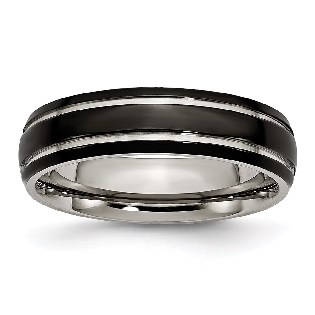 Size 10 Titanium Gold Plated Grooved 6mm Polished Band