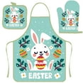 thumbnail image 2 of Xuniizn Polyester Apron Easter Cooking Apron Insulated Mitts Insulated Pads Three Piece Set Suspender Apron Kitchen Cooking Apron BBQ Apron Holiday Decorative Sleeveless Apron, 2 of 6