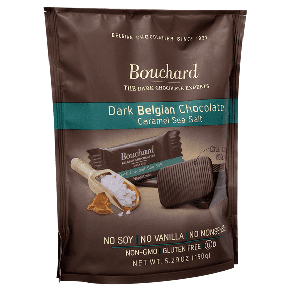 Bouchard Belgian Dark Chocolate Caramel Sea Salt Napolitains 5.29 oz (150g)