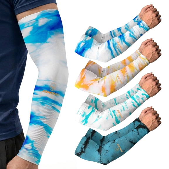 ARMORAY Arm Sleeves for Men or Women Basketball Golf Running Football Cycling (Ink Collection 4 Pair)