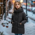 thumbnail image 4 of Efsteb Girls Winter Coats Mid-Long Puffer Jacket Warm Thicken Hooded Padded Coat Long Sleeve Thermal Outerwear (Black,12-13 Years), 4 of 4